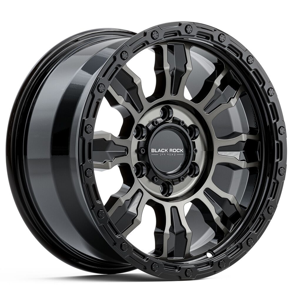 BLACK ROCK VENTURE GLOSS BLACK DARK TINT 4X4 RIMS FOR OFF-ROAD TRUCK SUV 4WD 17 INCH 18 INCH 20 INCH