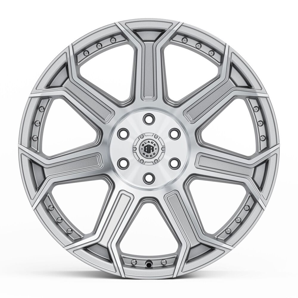 BLACK ROCK HAVOC SILVER MACHINED FACE 4X4 22 INCH RIMS FOR OFF-ROAD TRUCK SUV 4WD